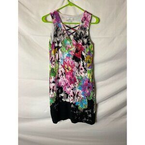NEW YORK COMPANY WOMENS SIZE XS XSMALL 2/4 ALINE DRESS BEAUTIFUL FLORAL PRINT